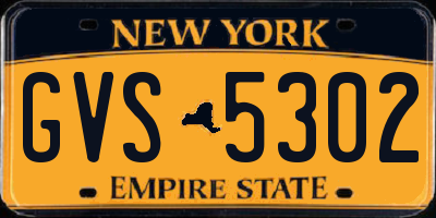 NY license plate GVS5302