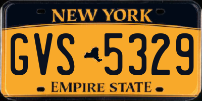 NY license plate GVS5329