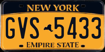NY license plate GVS5433