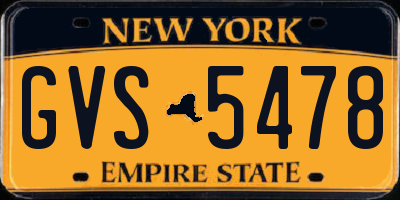 NY license plate GVS5478