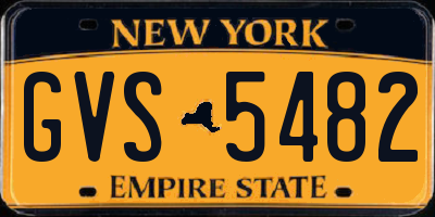 NY license plate GVS5482