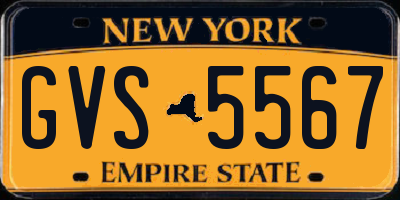 NY license plate GVS5567