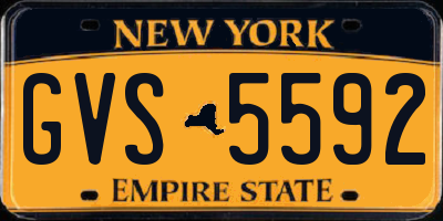 NY license plate GVS5592