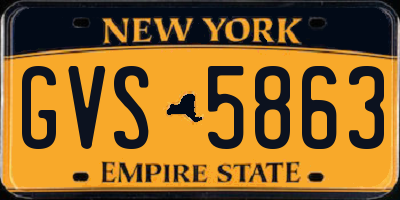 NY license plate GVS5863