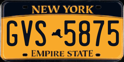 NY license plate GVS5875