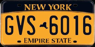 NY license plate GVS6016