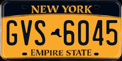 NY license plate GVS6045