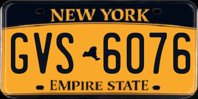 NY license plate GVS6076