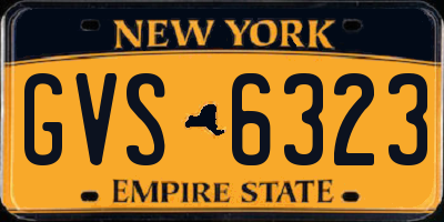 NY license plate GVS6323