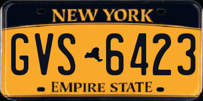 NY license plate GVS6423