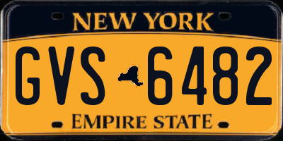 NY license plate GVS6482