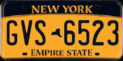 NY license plate GVS6523