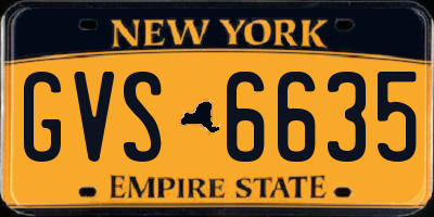 NY license plate GVS6635