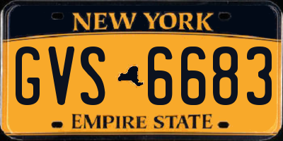 NY license plate GVS6683