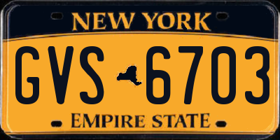 NY license plate GVS6703