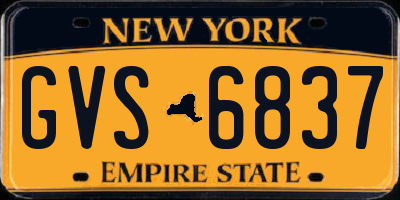 NY license plate GVS6837
