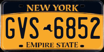NY license plate GVS6852