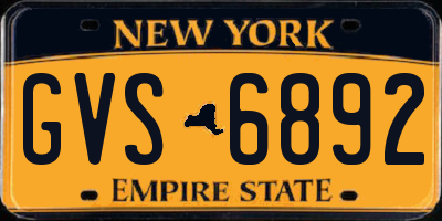 NY license plate GVS6892