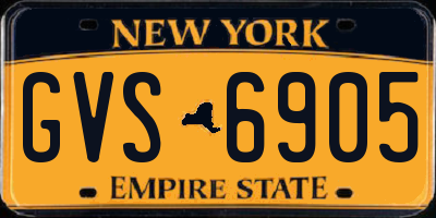 NY license plate GVS6905
