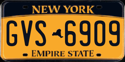NY license plate GVS6909