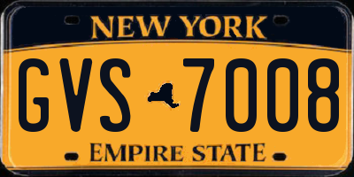 NY license plate GVS7008