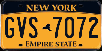 NY license plate GVS7072