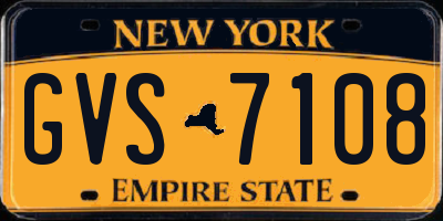 NY license plate GVS7108