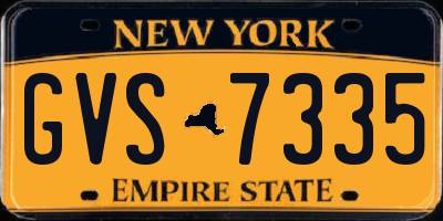 NY license plate GVS7335