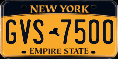NY license plate GVS7500