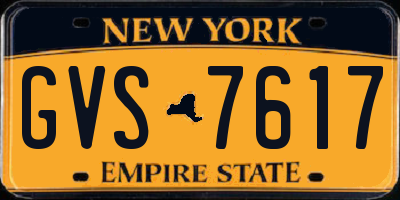 NY license plate GVS7617