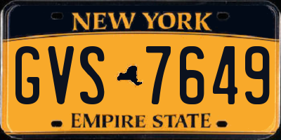 NY license plate GVS7649