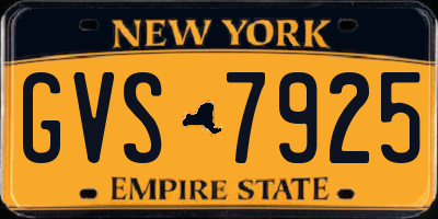 NY license plate GVS7925