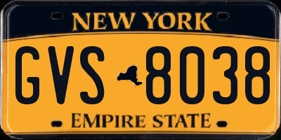 NY license plate GVS8038