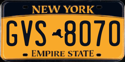 NY license plate GVS8070