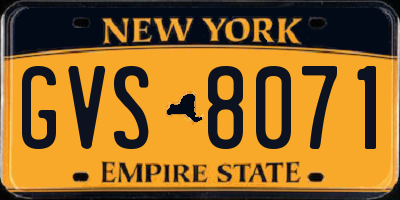 NY license plate GVS8071