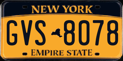 NY license plate GVS8078