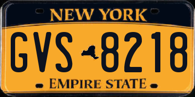 NY license plate GVS8218