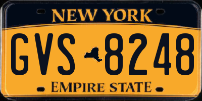 NY license plate GVS8248