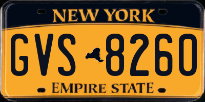 NY license plate GVS8260