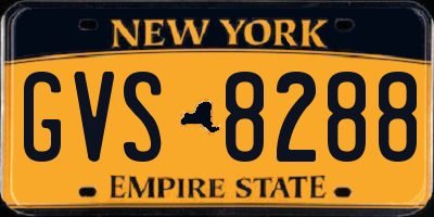 NY license plate GVS8288