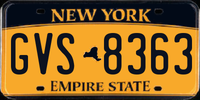 NY license plate GVS8363