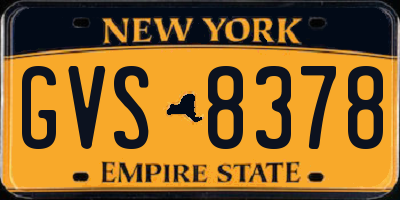 NY license plate GVS8378