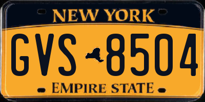 NY license plate GVS8504