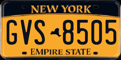 NY license plate GVS8505