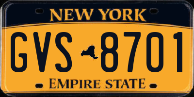 NY license plate GVS8701