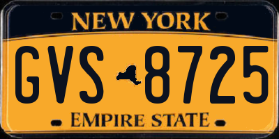 NY license plate GVS8725