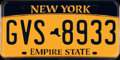 NY license plate GVS8933