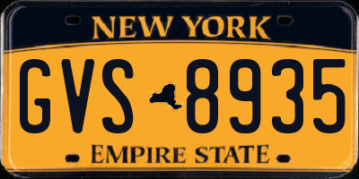 NY license plate GVS8935