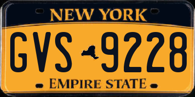NY license plate GVS9228