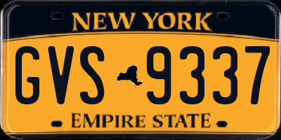 NY license plate GVS9337